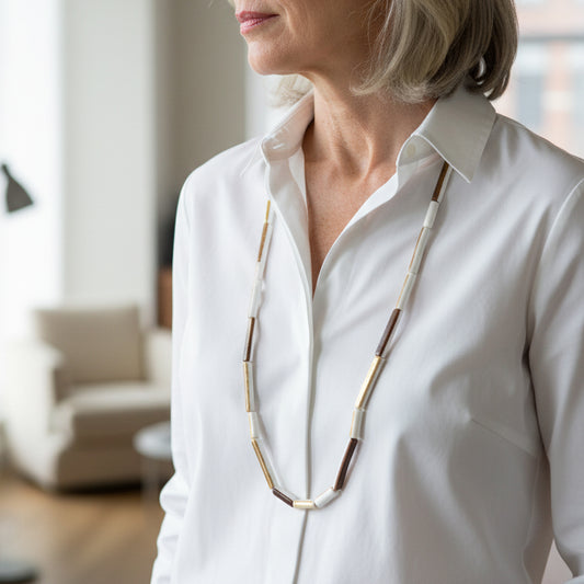 Sautoir Circé - Porcelaine blanche