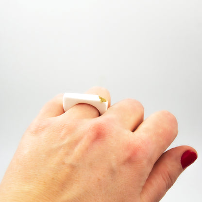 Bague Athéna - porcelaine blanche