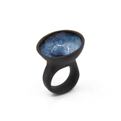 Bague Dédale - porcelaine noire