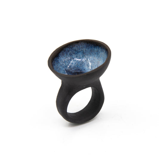 Bague Dédale - porcelaine noire