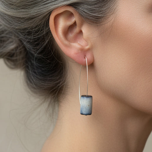 Boucles d'oreilles Calypso - porcelaine noire