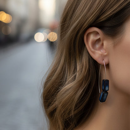 Boucles d'oreilles Circé - porcelaine noire