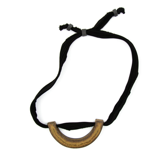 Collier Gaïa - porcelaine et soie Shibori